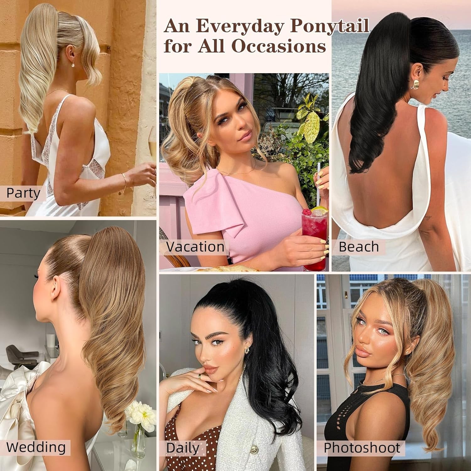 Claw Clip In Ponytail Clip On Pony Tail Hair Extensions for Women Wavy Long 18in