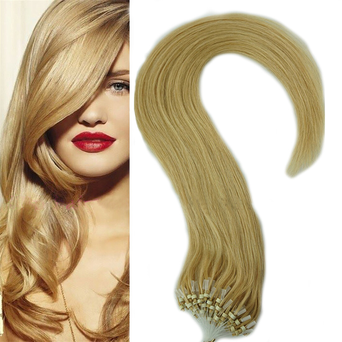 Micro Loop Hair Extensions Micro Slicone Beads Remy Russian Straight Human Hair