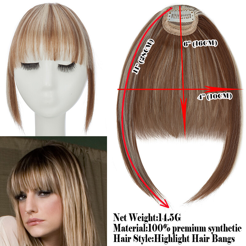 Clip in on Fringe Neat Bangs Thin & Thick As Human Hair Extensions Hairpiece US