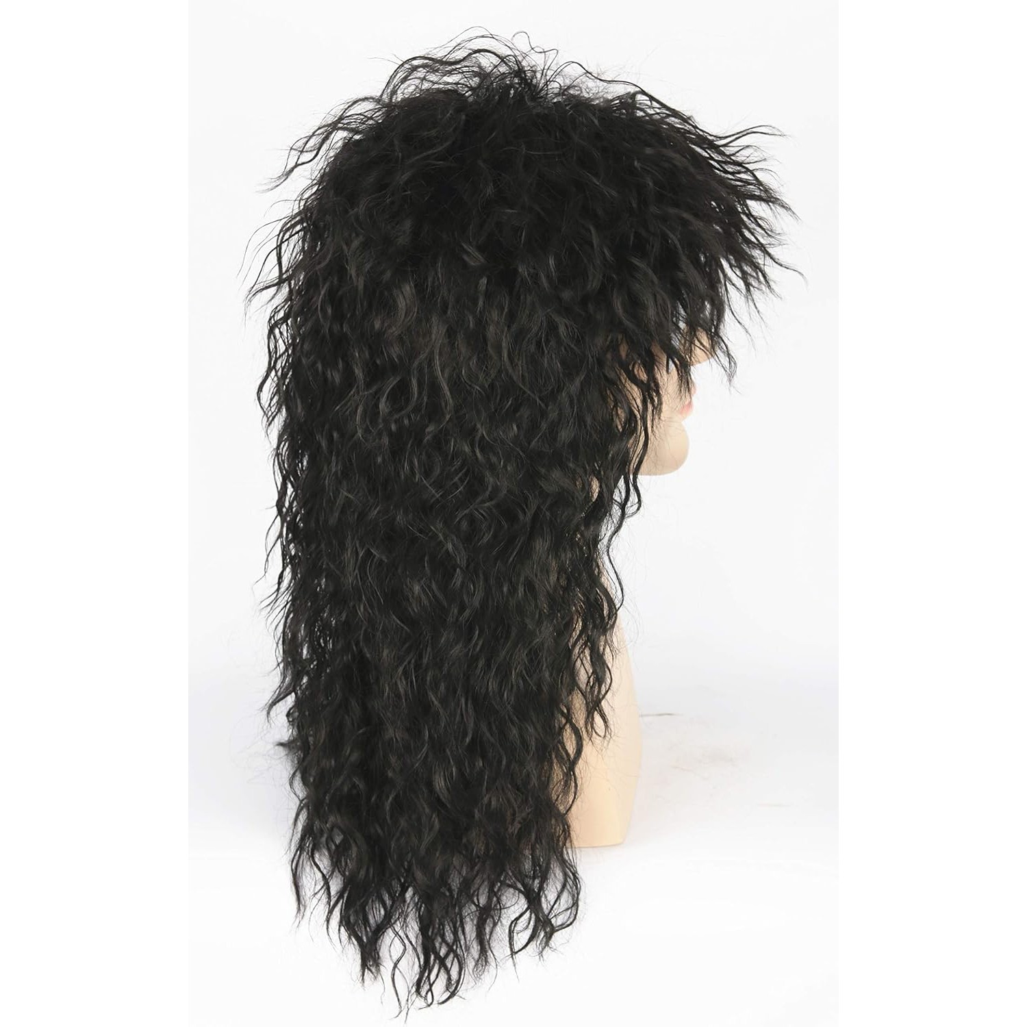 Men 80s Black Mullet Wigs Male Hair Punk Heavy Metal Rocker Wig Ideal for Party