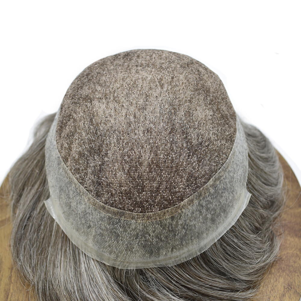 Mens Toupee Swiss Lace Hairpiece Poly Pu Skin Around Hair System Replacement US