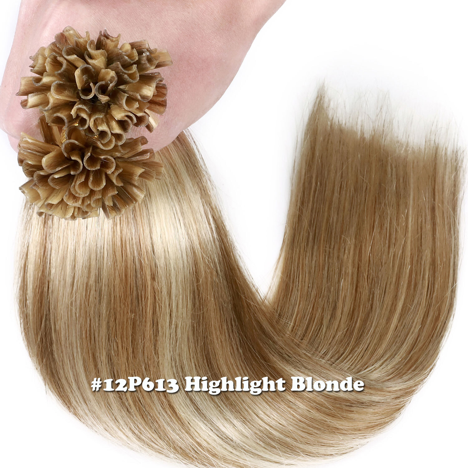 50-200PCS THICK Pre Bond Keratin Nail U Tip Human Remy Hair Extension Highlight