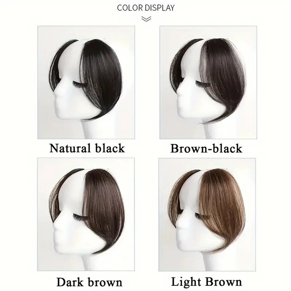 2pcs Side Bangs Synthetic Hair Extension Easy Clip In Gradient Bangs Natural