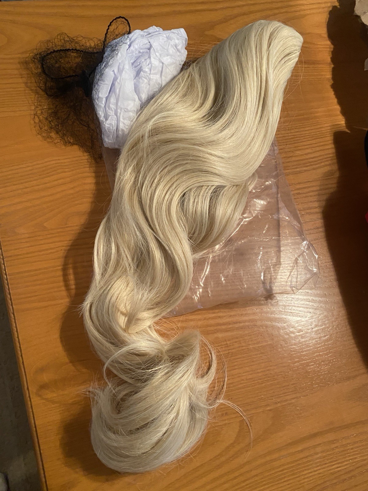 Women’s Light Blond Wavy Curly Synthetic Hairpiece, Comb Clip, 21-30 in