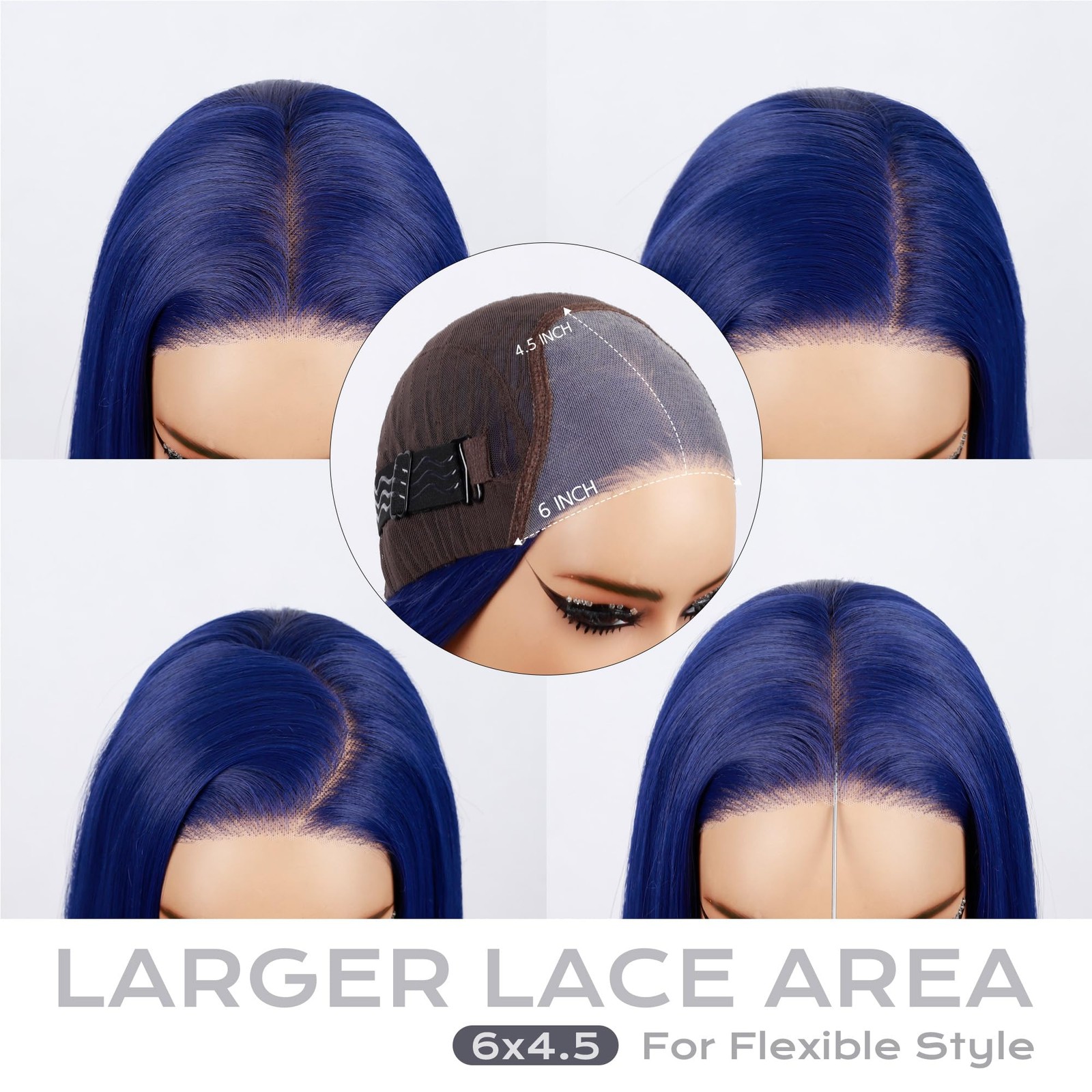 Bll Dark Blue Wig Glueless Synthetic Pre Plucked Pre Cut 6X4.5 Lace Front