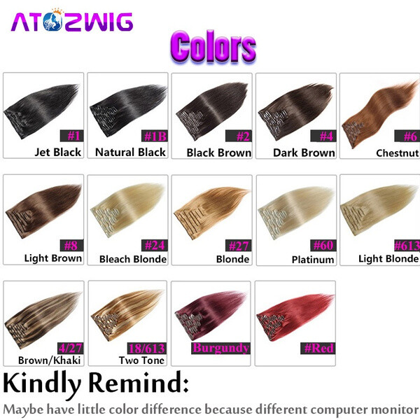 Full Head Clip In Human Hair Extensions Straight Remy Real Hair 7 Pcs/Set 70G