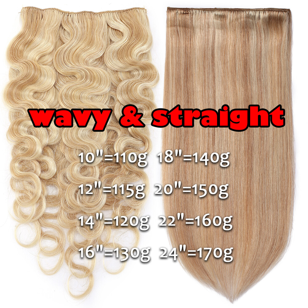 Double Drown Clip In Real Human Remy Hair Extensions THICK Full Head Highlight