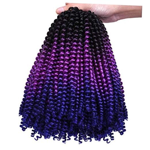 2 Pack Spring Twist Ombre Colors Bomb Twist Crochet T1B/Purple/Blue (2 packs)