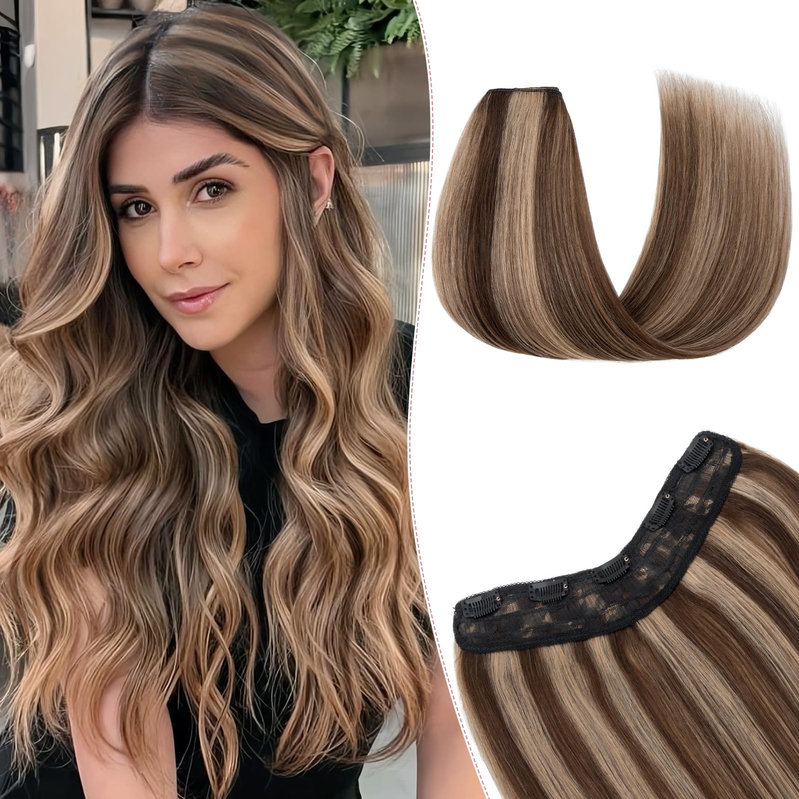 Sego Pro One Pieces Clip In Hair Extensions Human Hair Upgraded V-Shaped 5