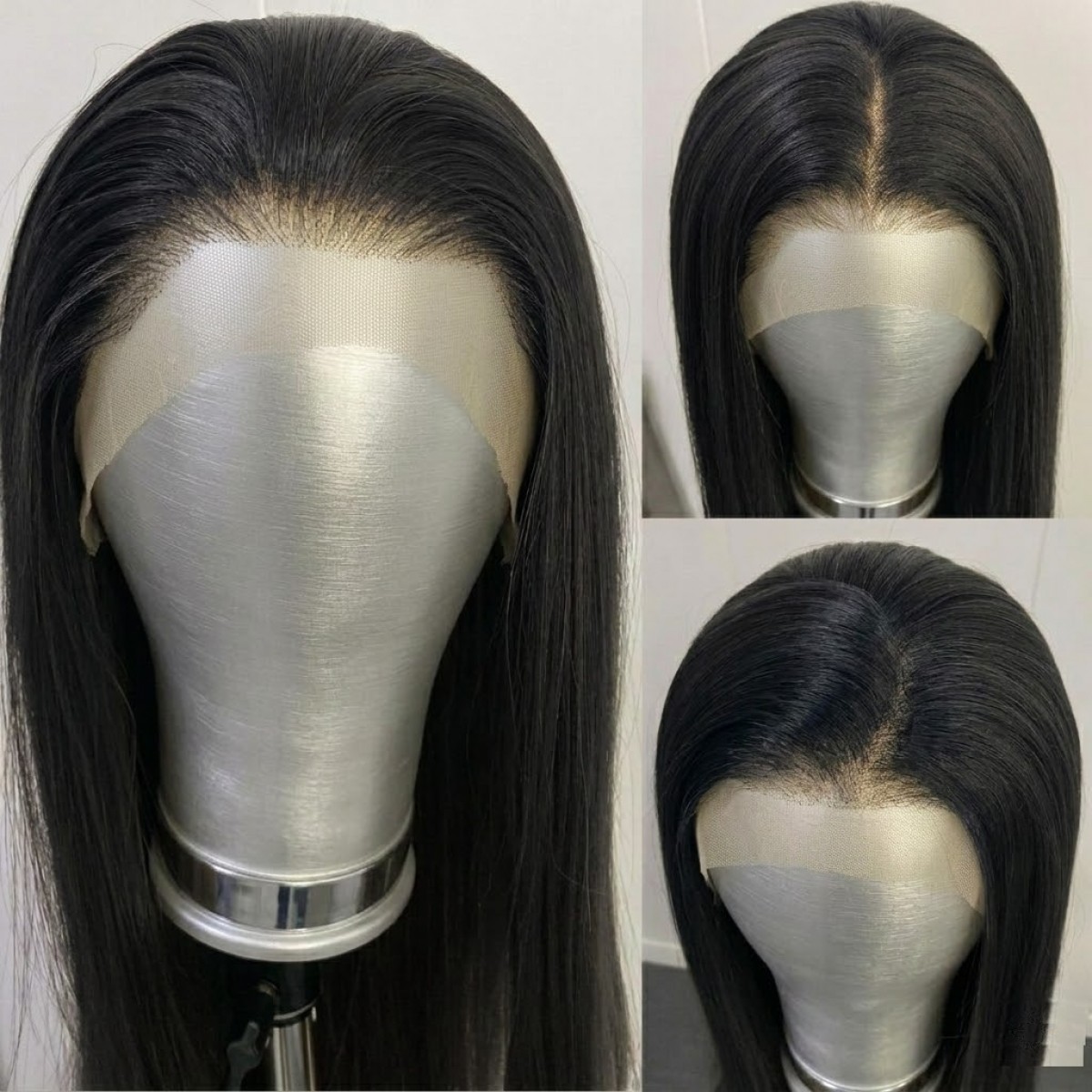 Off black Long Straight Lace Front Wig Natural Pre Plucked Synthetic Hair