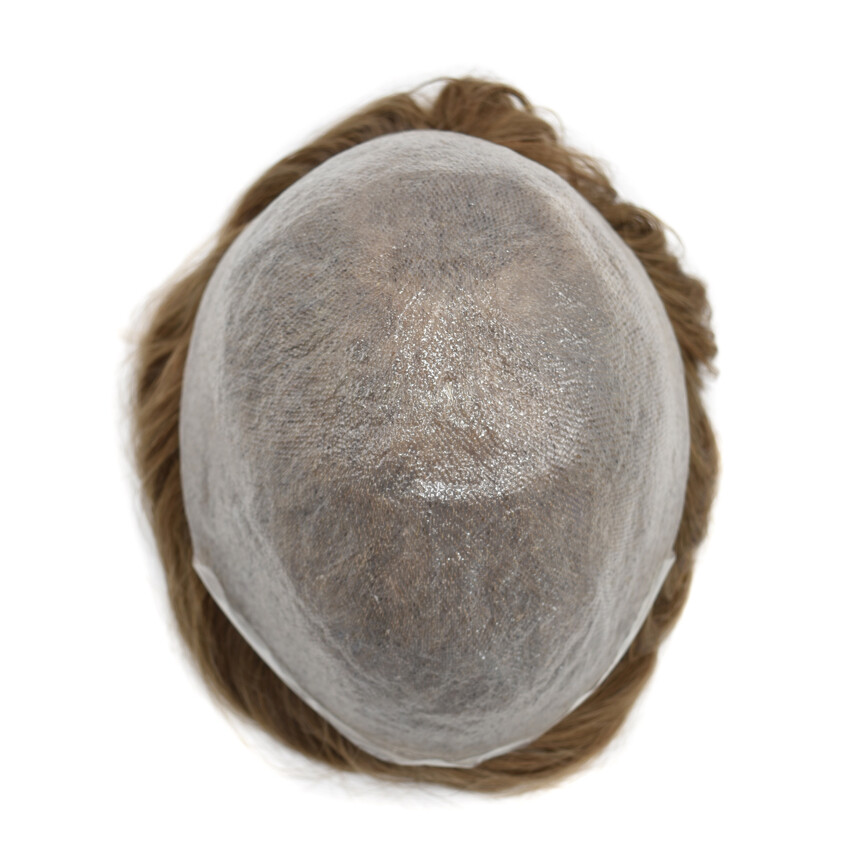 Mens Toupee Invisible Real Human Hairpiece Full Poly Thin Skin PU Wigs 8×10