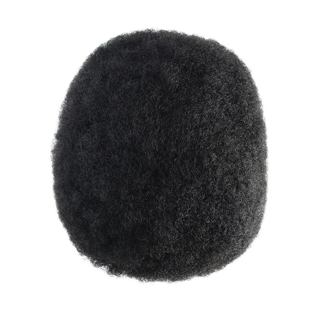 Men Human Hair Units for Black Men Full PU Thin Skin Afro Curly Toupee Hairpiece