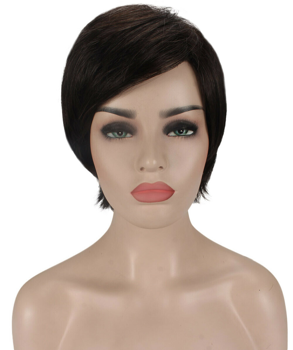 Ingrid – Srraight Kanekalon Synthetic Fiber Full Wig, 3.25 – 5.75 in, Off Black