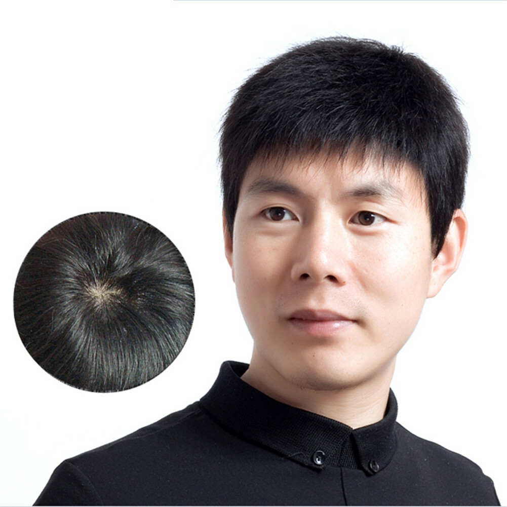 Top 100% Natural Hair Short Full Hand-made Wig Genuine Men Hairpiece Toupee Wig