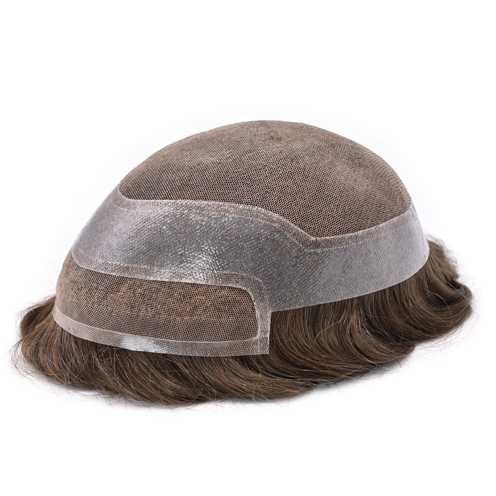 Mens Toupee Hair System Replacement French Lace Mens Hairpiece Skin Wig for Men