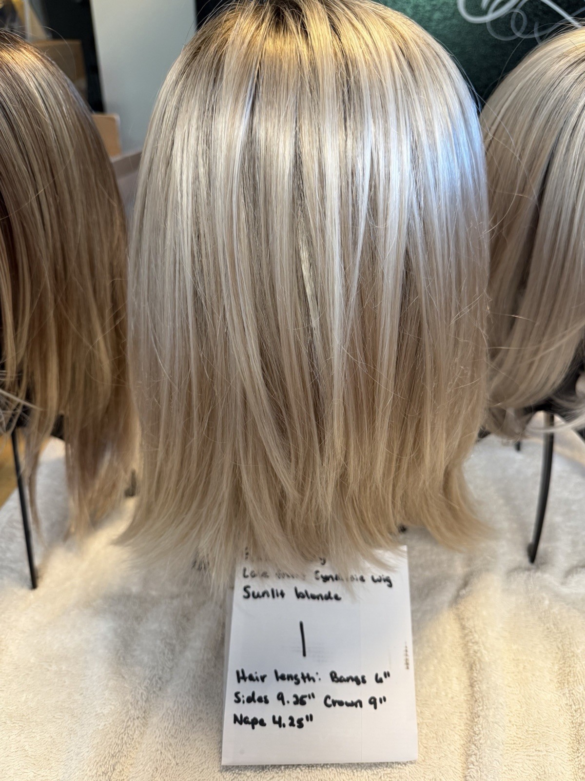 4 Synthetic Wigs, Stands, Wig Care System