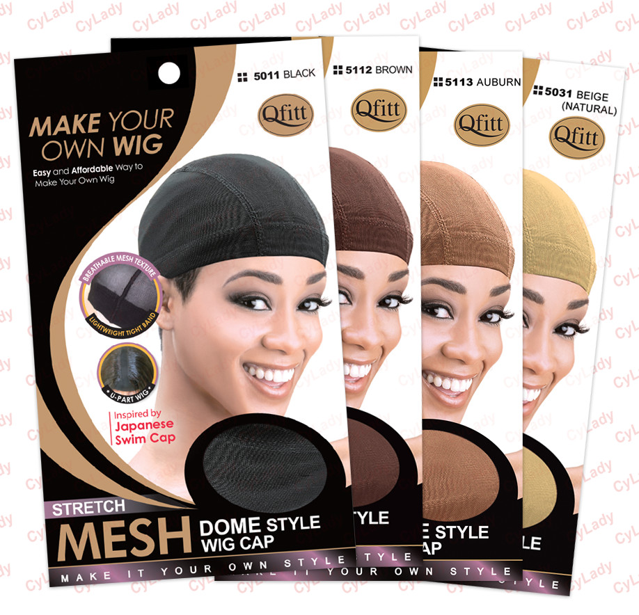 QFITT MESH DOME STYLE WIG CAP(4PCS) Black,Brown,Auburn,Beige Colors