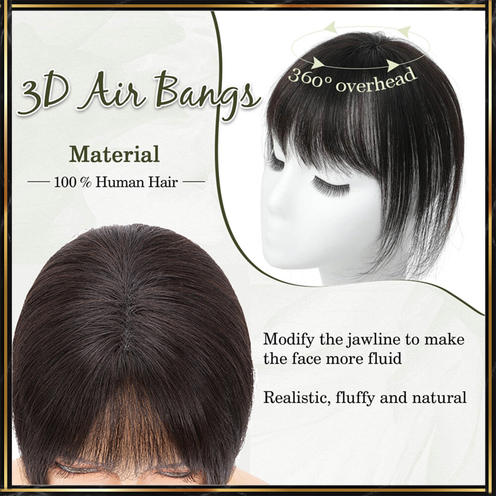 Clip In 100% Thin Thick Fringe Bangs Remy Human Hair Hairpiece Topper For Women