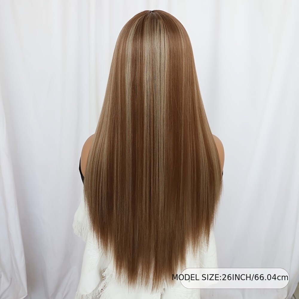 Blonde Mixed Color Hair Lace Front Wigs Synthetic Long Straight Ombre Highlights