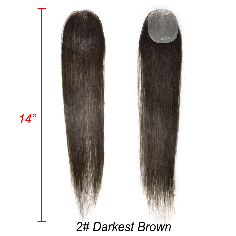 Invisible Women Topper Full Poly Human Hair Top Piece Skin Pu Toupee 6″-16″ US