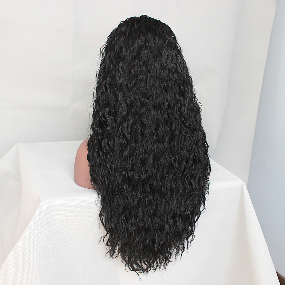 Water Wave Synthetic Lace Front Wigs Heat Resistant Black Color Lace Hair Wigs
