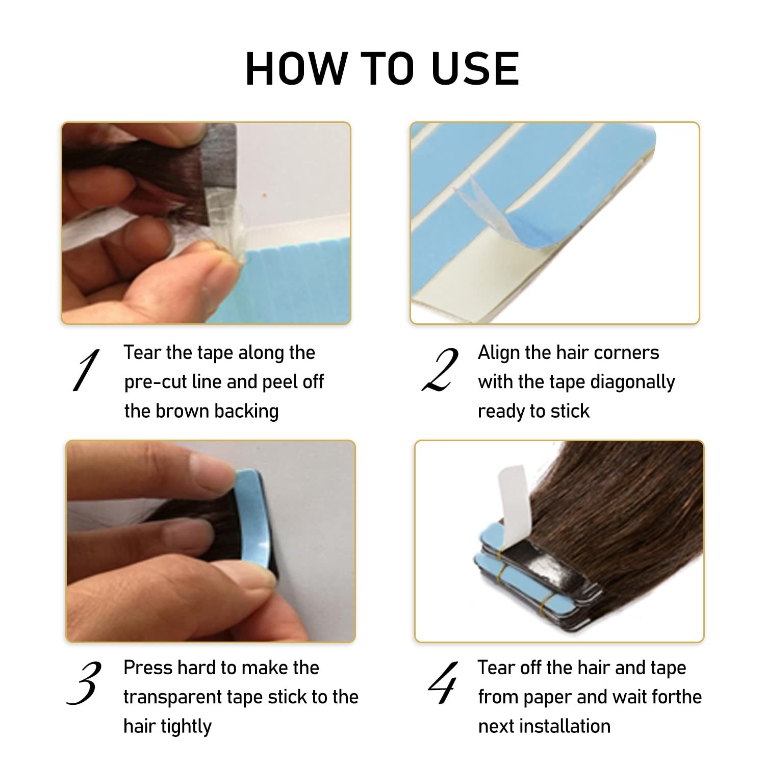 60 Pieces Hair Extensions Tape, Blue Tape in Replacement 4×0.8cm Double-Sided…