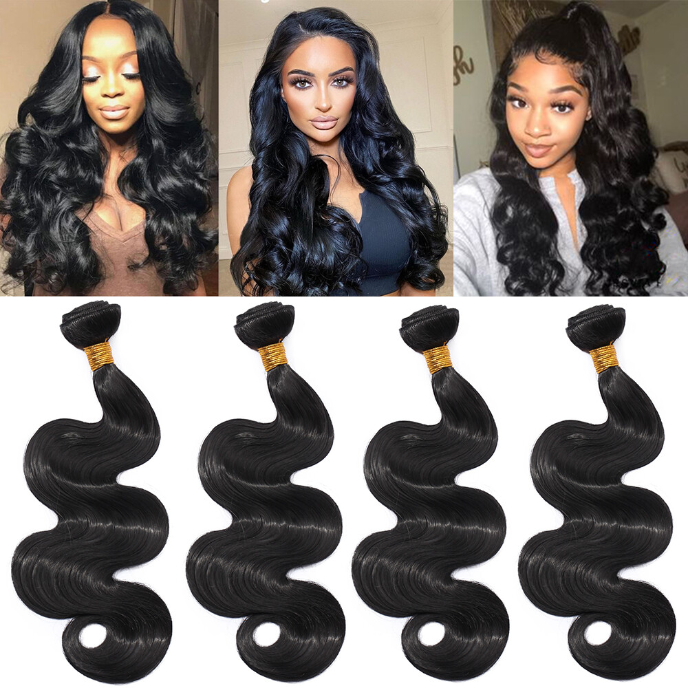 16″ 18″ 20″ 24″ as Human Hair Bundles Body Wave Black For Women Synthetic Hair