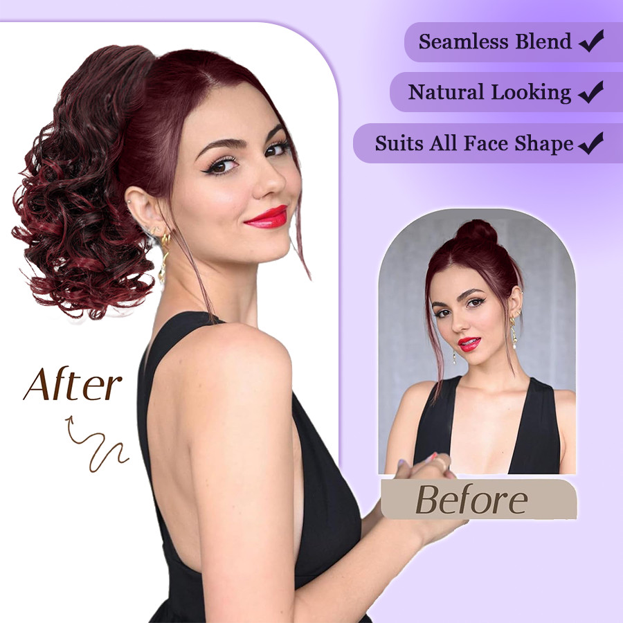 14″ Short Claw On Ponytail Hair Extensions Natural Clip Pony Tail Thick As Human