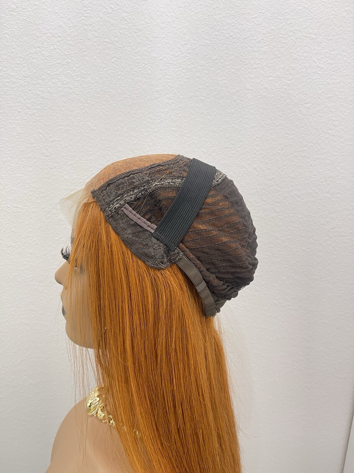 18” 4×4 Lace Closure, Straight Human Hair Wig, Color Similar to Ginger
