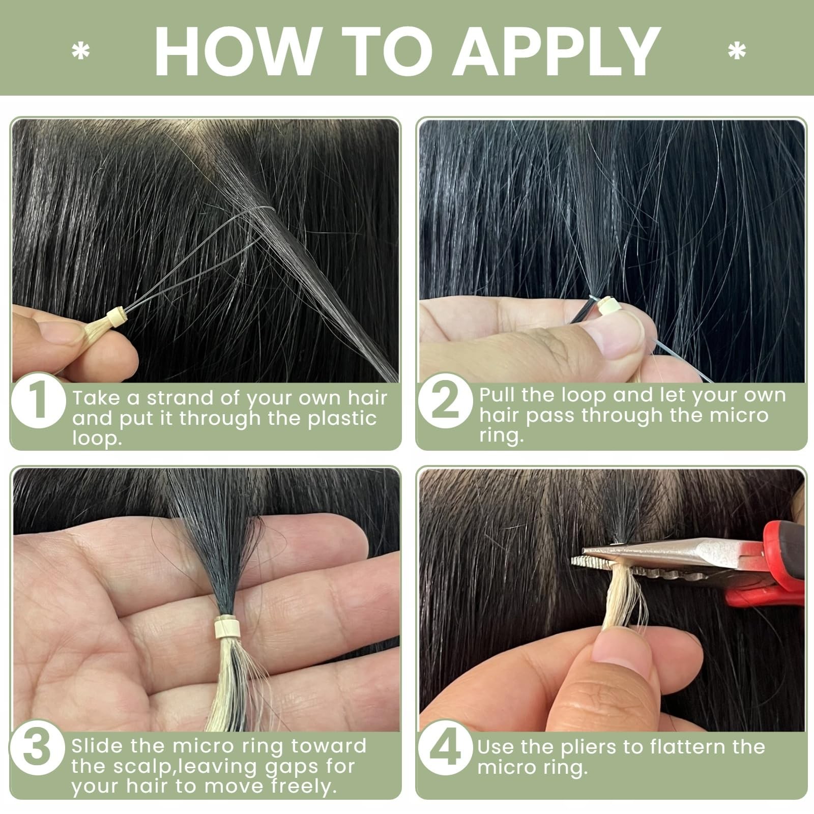Jinyisong Microlink Hair Extensions Human Hair Blue Color Bead Hair Extensions