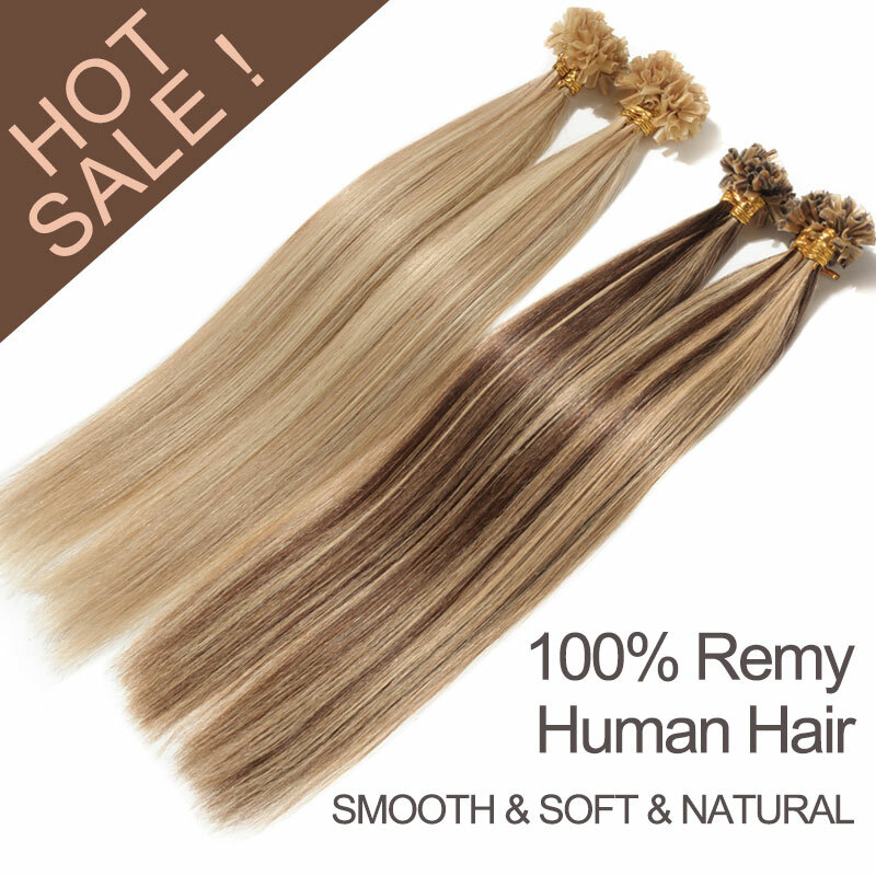 Nail U Tip Pre Bonded 100% Human Remy Hair Extensions 200strands Thick Highlight