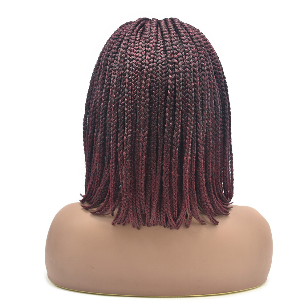 Swiss Lace Front Box Braids Cornrow Short Wig with Baby Hair for Black Women US