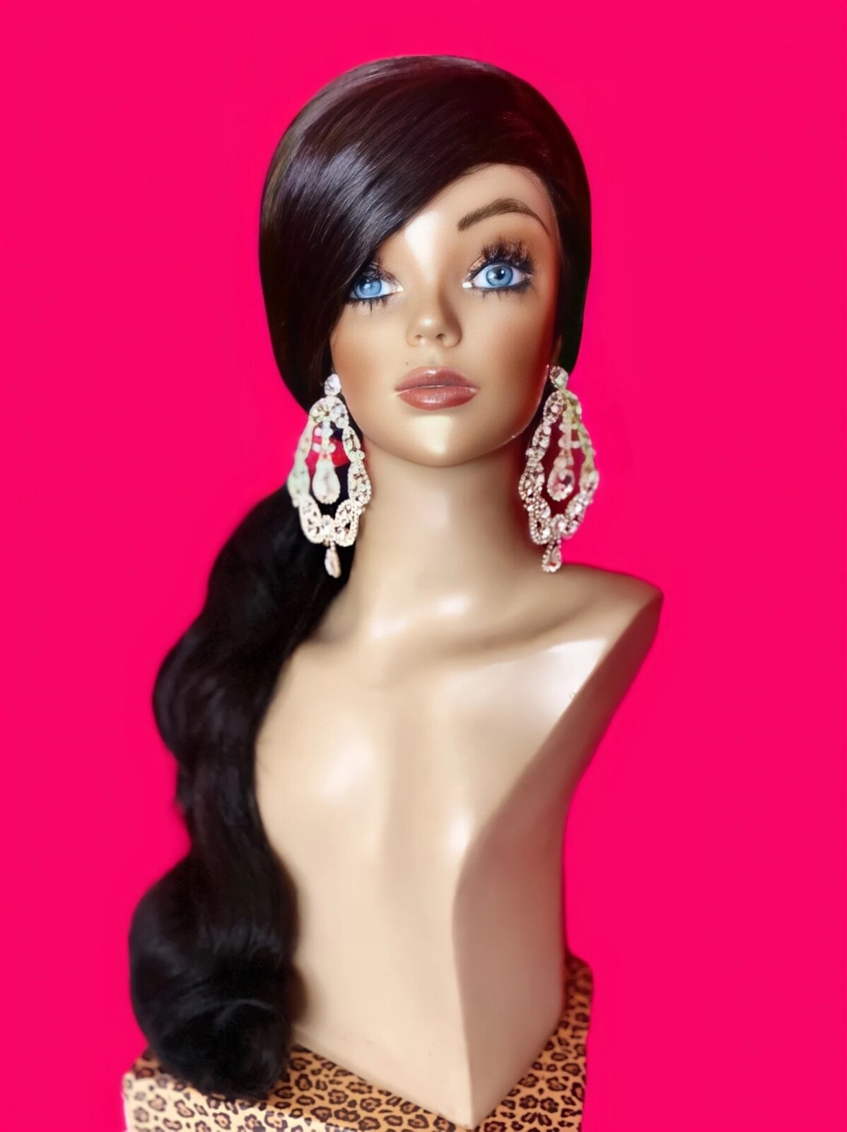 KIM KARDASHIAN Long Side PONYTAIL Wig! Lace Front Costume Drag Blonde ALL COLORS