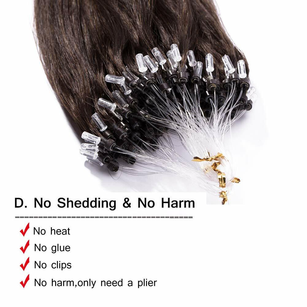 Micro Ring Hair Extensions Per-Looped Micro Beads Loop Tip Remy Human Hair 0.5g/