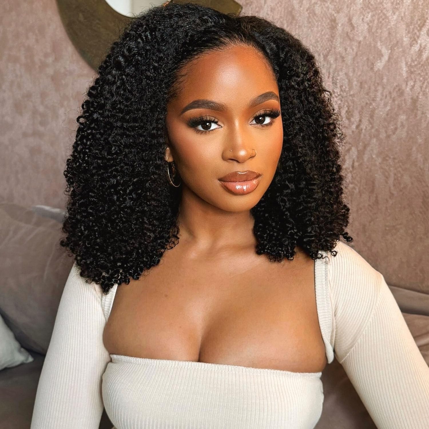 Afro Curly Half Wig – 180% Density, Glueless, Easy Wear, Kinky Curly 18″ Human H
