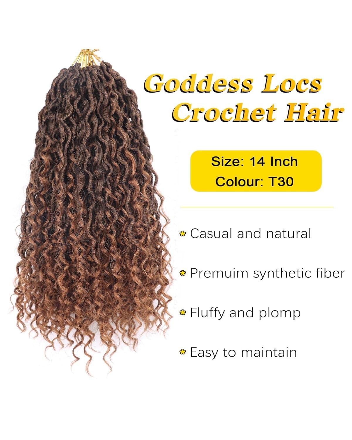 Goddess Locs Crochet Hair 14 Inch 7 Packs Curly Faux Crochet Hair Black Women