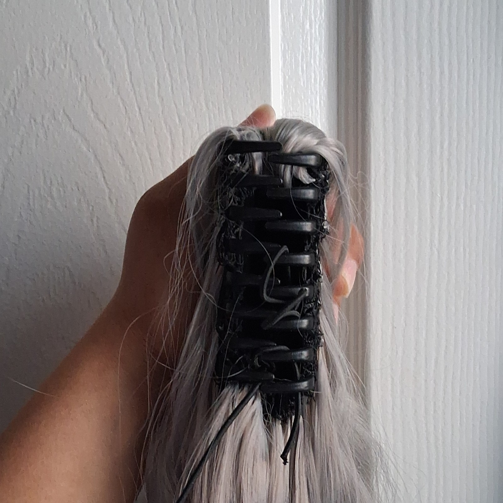 Ash Blond Gray Wavy Synthetic Claw Clip Hair Extension 21-30in for Women