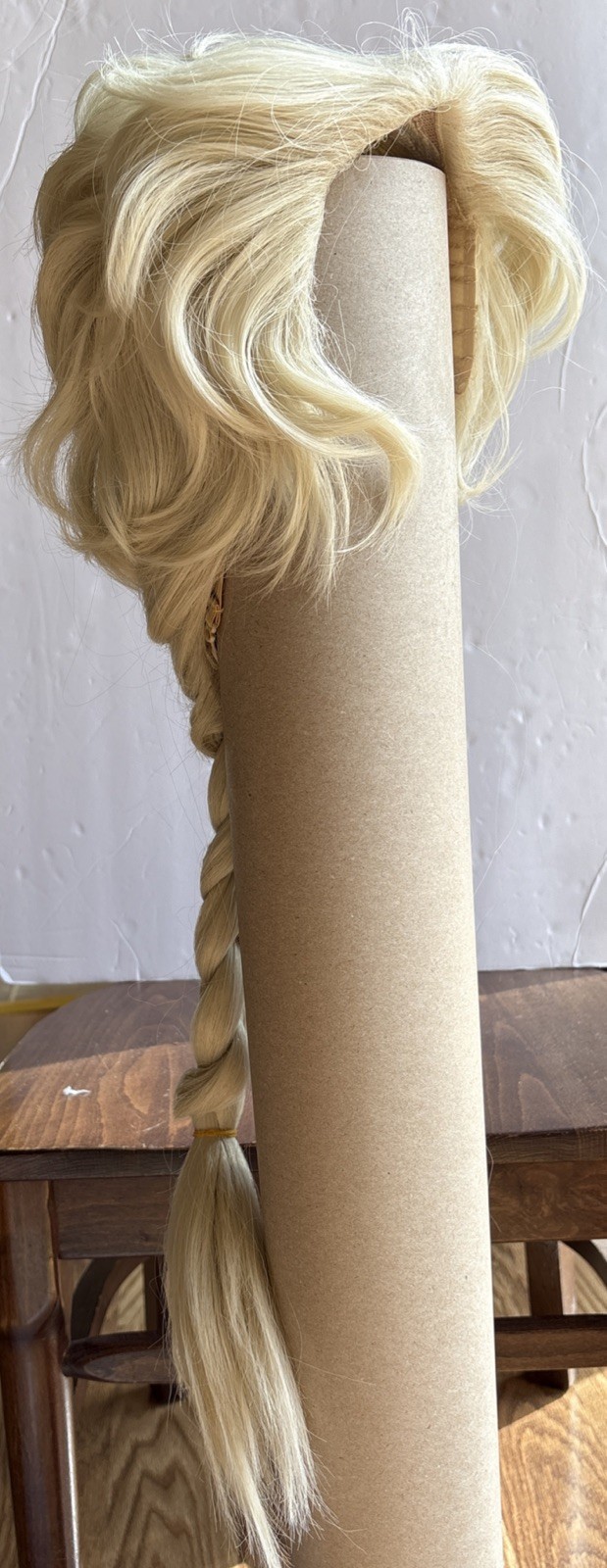 Princess Costume Wig with Hairclips Queen Long Light Blonde Braided Wigs
