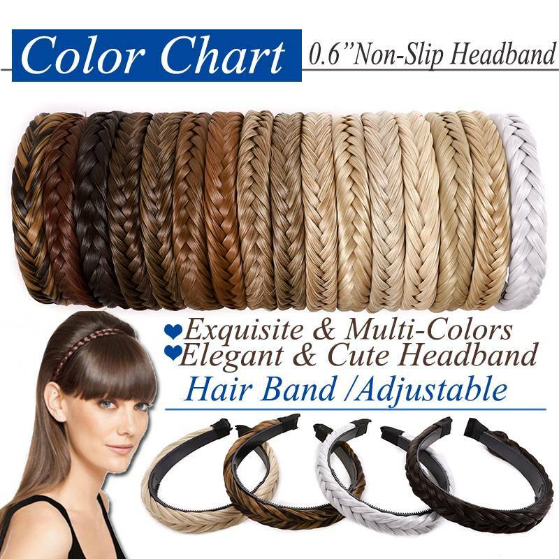 Women Hair Braided Plaited Headband Plait Hairband Hairwear as Human Synthetic