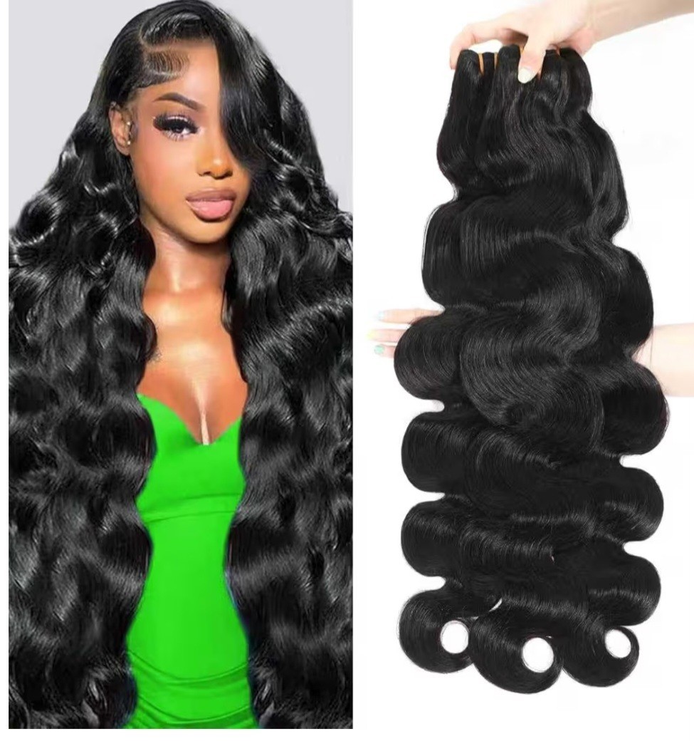Body Wave Black Human Hair Extensions Weaving Soft No Shedding Tangling