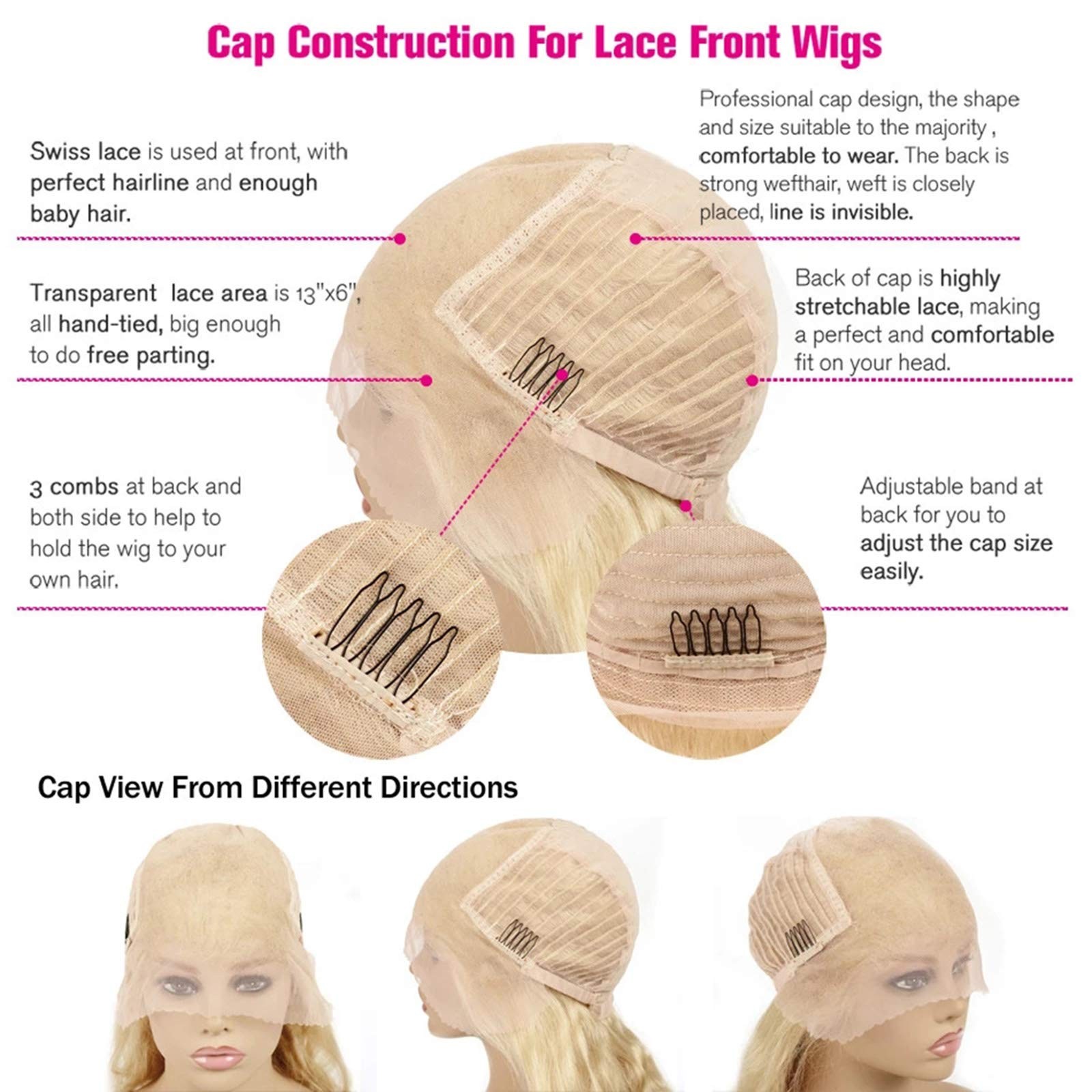 Blonde Lace Front Wig Human Hair Pre Plucked Bleached Hair Knots 13×6 Straigh…