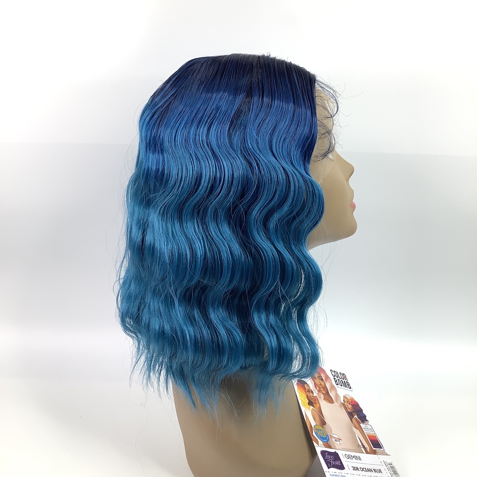 Outre Color Bomb Gemini Lace Front Wig 3DR Ocean Blue Wavy Synthetic Hair