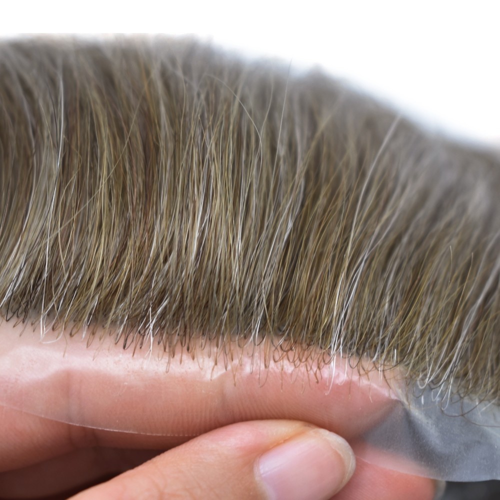 Invisible Ultra Thin Skin Mens Toupee Hair Replacement Poly Hairpiece PU Systems