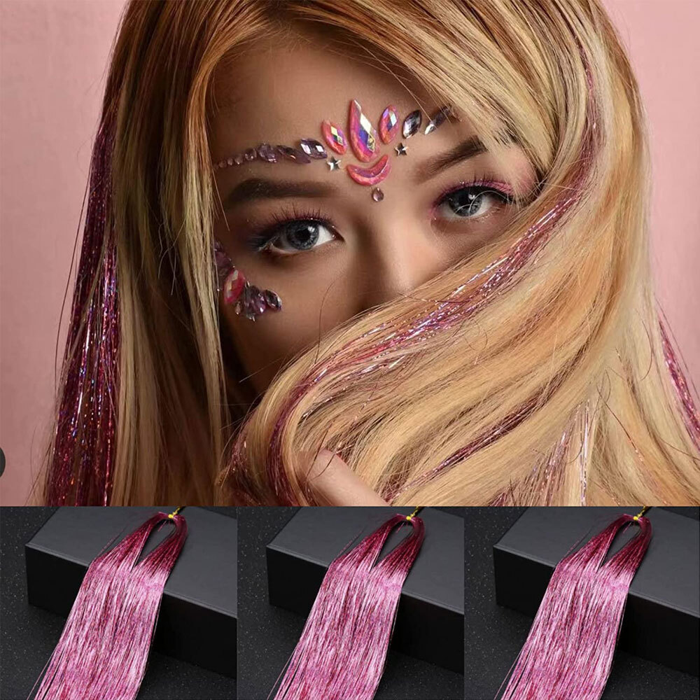 Sparkle Hair Tinsel Holographic Glitter Extensions Tinsel Kits False Hairstyling