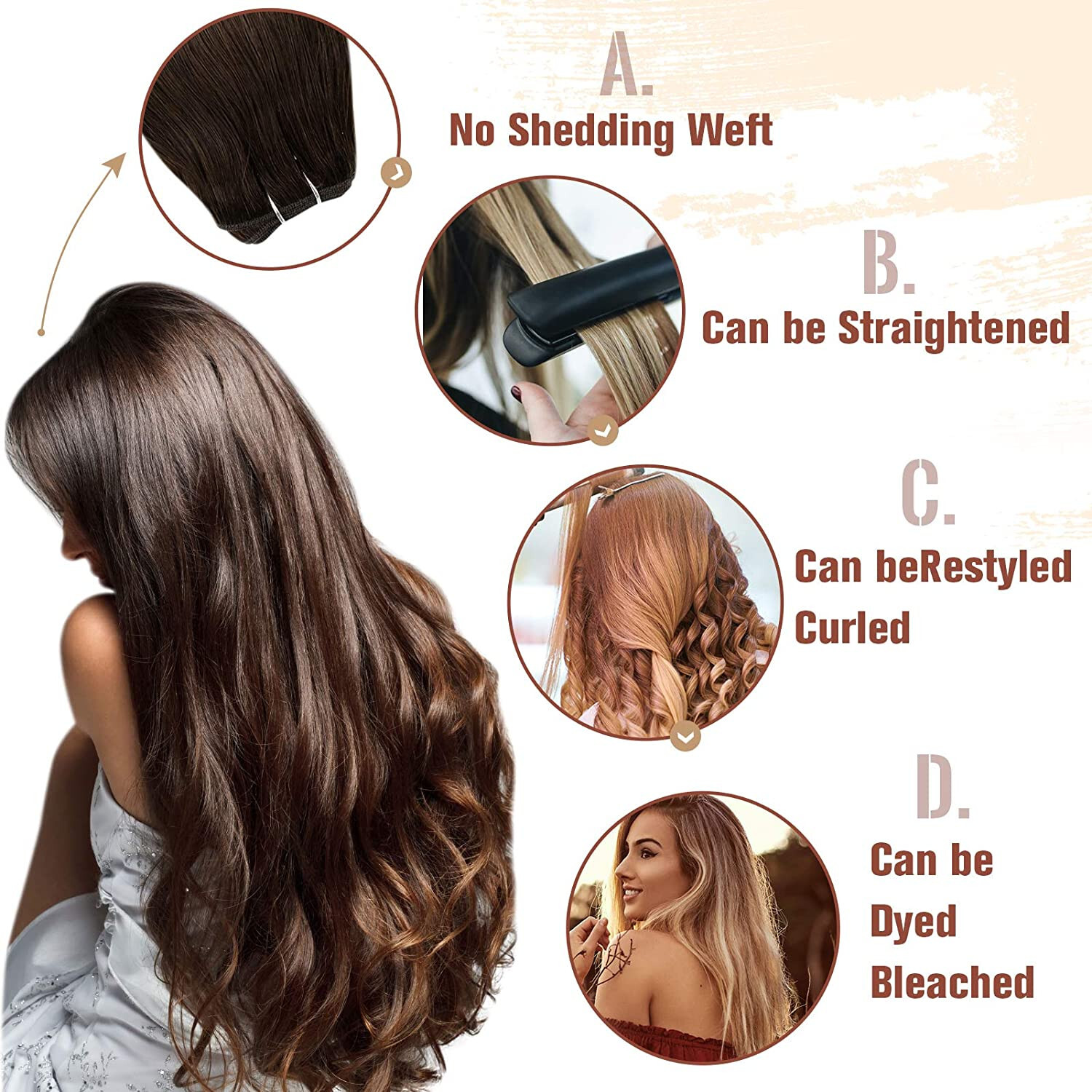 Sew in Weft Human Hair Extensions Double Weave Real Human Hair Bundles Straight
