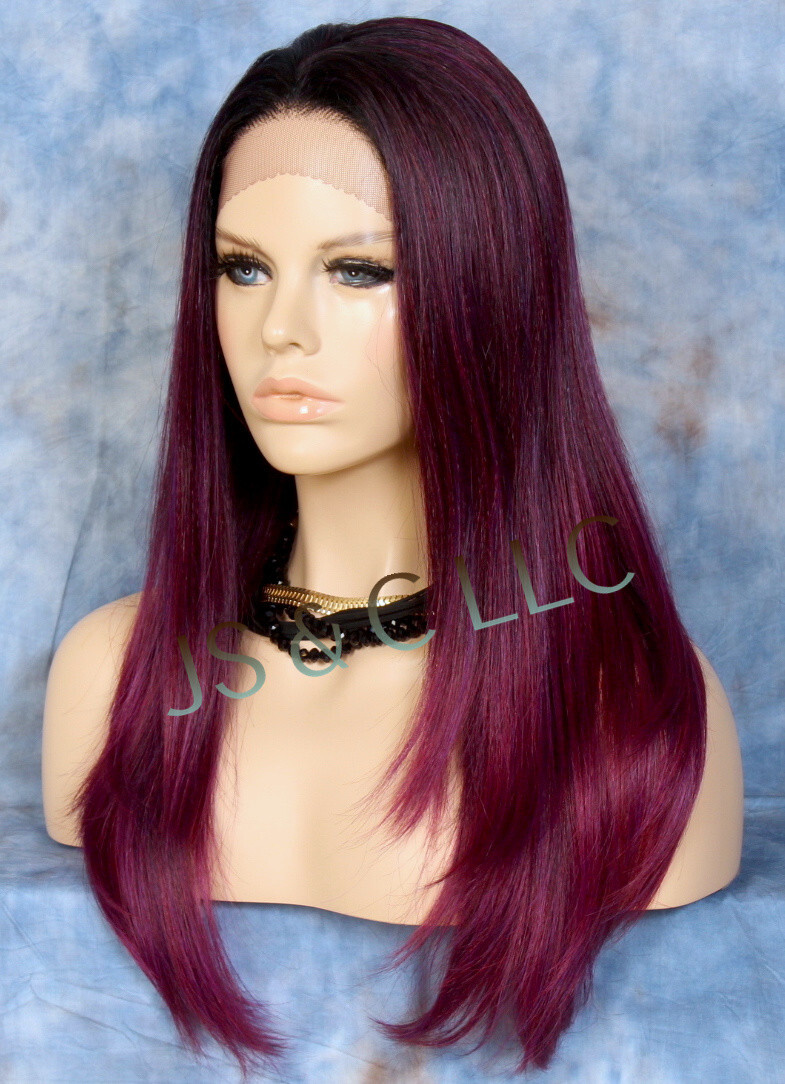 Long Straight Human Hair Blend Mono Top Lace Front Wig Sangaria WBDL