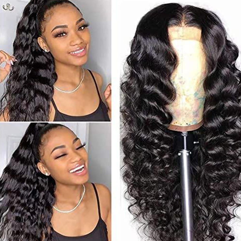 Curly Black Color Lace Front Wigs Deep Wave 13×4 Free Part Glueless Pre Plucked