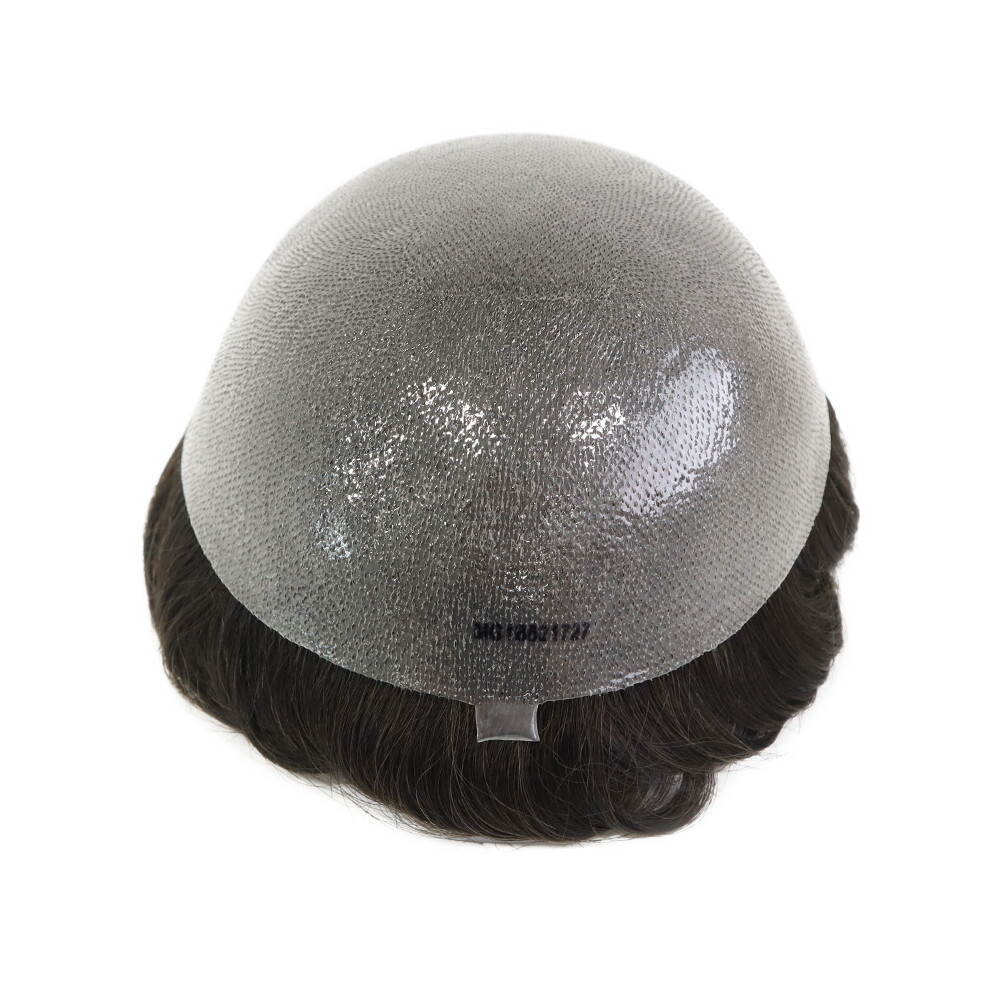 Mens Toupee Hair System Hairpiece 0.03 Thin Skin Human Hair Jet Black Mirage#1