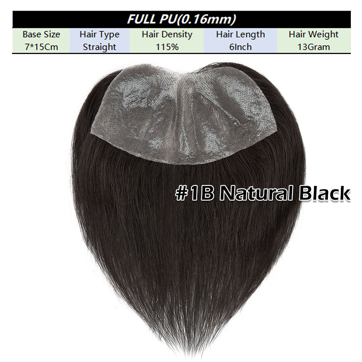 Mens Toupee Human Hair Replacement System V-loop Super Thin PU Skin Hairpiece US