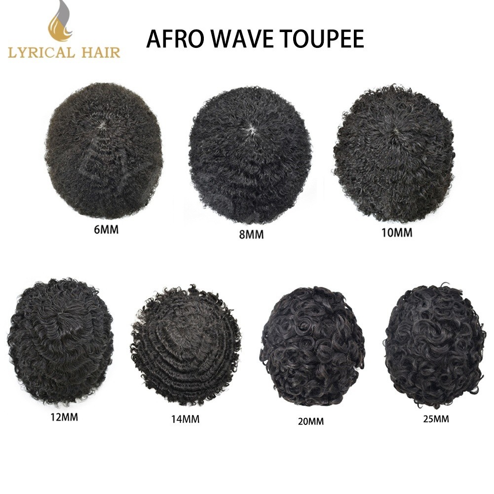 Afro Hair Units For Black Men Toupee Human Hair System AllPoly Skin PU Hairpiece
